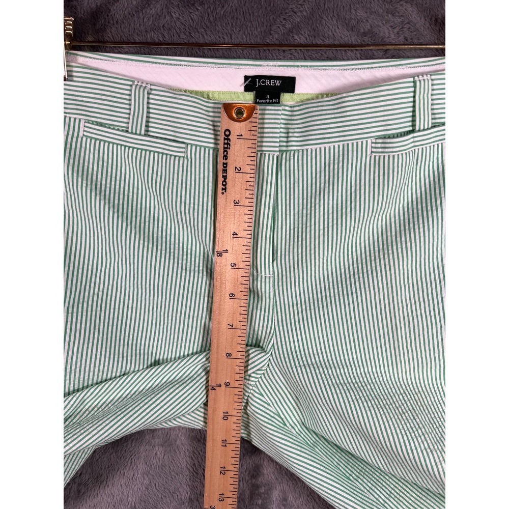 J Crew Seersucker Pants Womens 4 30x31.5 Green Striped Mid Rise Favorite Fit NWT - Picture 4 of 12